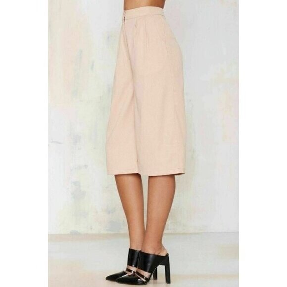 Nasty Gal Rehab Blush Crepe Culottes Women’s S High Rise Pleated Wide Leg Pants - Picture 11 of 13
